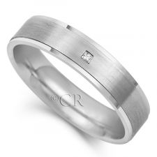 Mens Flat Court Diamond Set Wedding Ring 0.02ct
