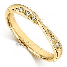 18ct Yellow Gold Diamond Bow Wedding Ring 0.06ct