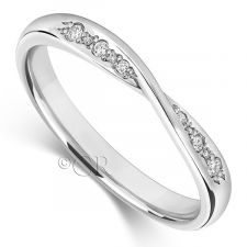 9ct White Gold Diamond Bow Wedding Ring 0.06ct