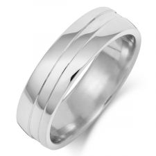 Court Wedding Ring With Double Curved Grooves