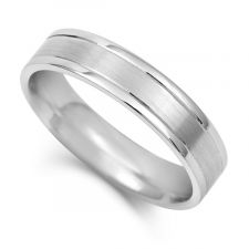 Flat Court Wedding Ring With Off Set V Grooves