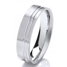 Flat Court Wedding Ring & 2 Off Set Grooves