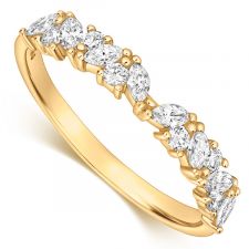 9ct Yellow Gold Marquise & Round Diamond Ring 0.35ct