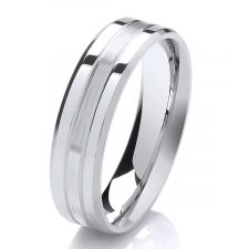 6mm Bevelled Court Wedding Ring Polished & Satin Finish