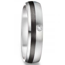 Palladium & Carbon Fibre Diamond Ring 0.025ct