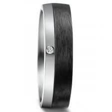 Palladium & Carbon Fibre Diamond Ring 0.01ct