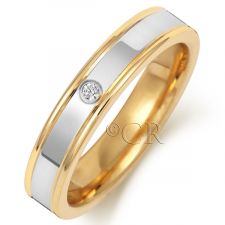 2 Colour Flat Court Diamond Wedding Ring