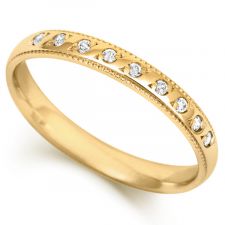 18ct Yellow Gold 3mm Diamond Set Wedding Ring 0.09ct
