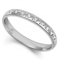 9ct White Gold 3mm Diamond Set Wedding Ring 0.09ct