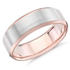 2 Colour Rose Gold Chamfered Edge Wedding Ring