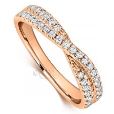 18ct Rose Gold Cross Over Wedding Ring 0.45ct