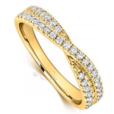 18ct Yellow Gold Cross Over Wedding Ring 0.45ct