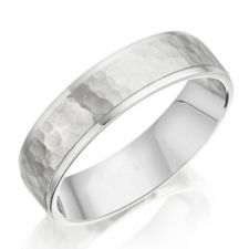 Hammered Finish Wedding Ring & Diamond Cut Edge