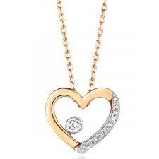 9ct Yellow Gold Diamond Heart Necklace 0.06ct