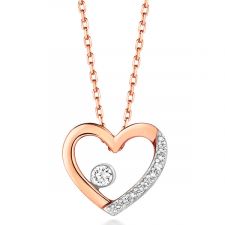 9ct Rose Gold Diamond Heart Necklace 0.06ct