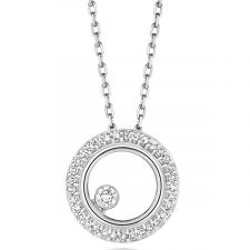 9ct Gold Diamond Circle Necklace 0.08ct