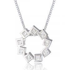 18ct White Gold Princess Cut Diamond Necklace 0.25ct