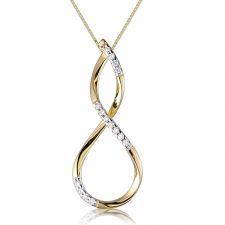 18ct Yellow Gold Contemporary Diamond Necklace 0.15ct