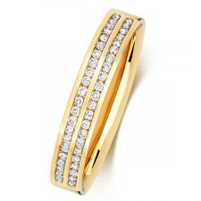 9ct Yellow Gold 3.5mm 2 Row Channel Set Diamond Ring 0.22ct
