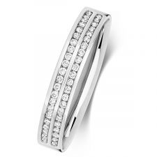 9ct White Gold 3.5mm 2 Row Channel Set Diamond Ring 0.22ct
