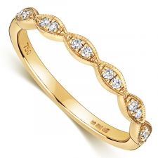 18ct Yellow Gold Vintage Style Wedding Ring 0.11ct