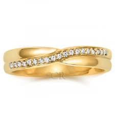 18ct Yellow Gold 3.8mm Diamond Shaped Wedding Ring 0.10ct
