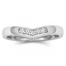 18ct White Gold Diamond Wishbone Wedding Ring 0.08ct