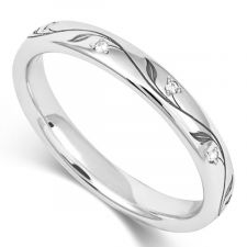 Platinum 3mm Diamond Floral Ring 0.025ct