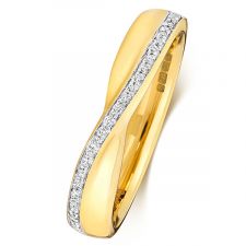 9ct Yellow Gold Crossover Diamond Ring 0.09ct
