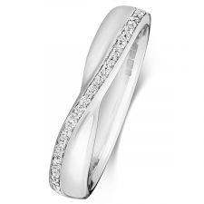 9ct White Gold Crossover Diamond Ring 0.09ct