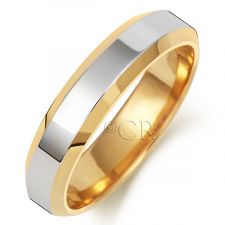 2 Colour Chamfered Edge Wedding Ring