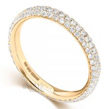 18ct Yellow Gold 3 Row Diamond Full Set Eternity Ring 